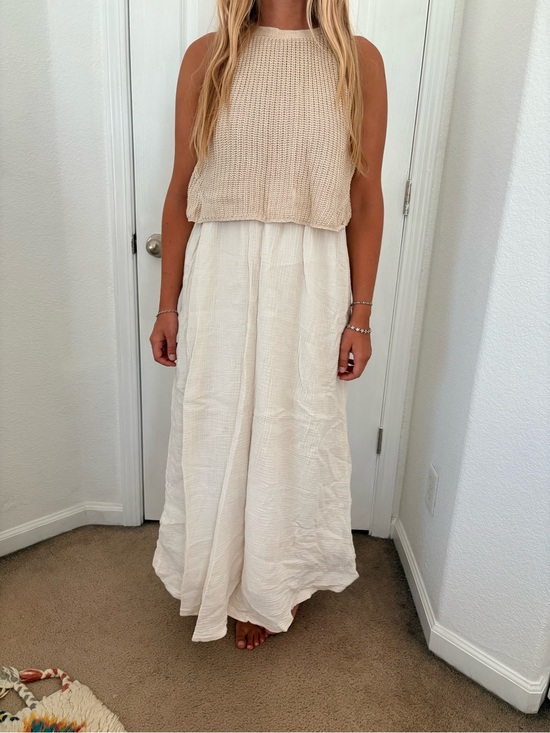 Anthropologie Dresses & Skirts - Anthropologie Cream Maxi Dress with Knit Bodice by Moth